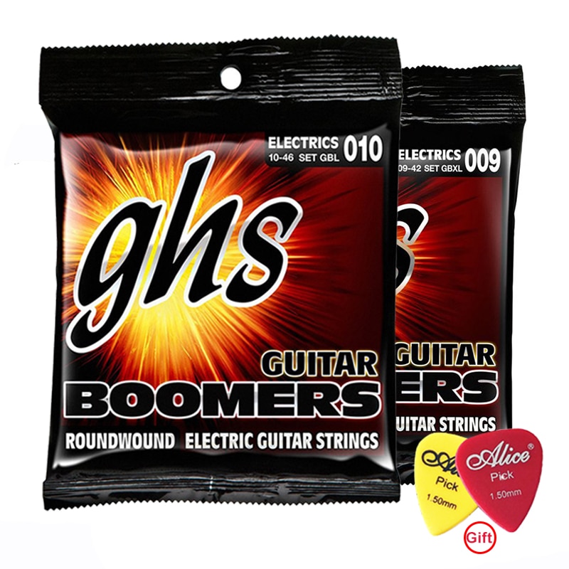 ! [1PACK/3PACKS] GHS Electric Guitar Strings Boomer Set Extra Light Nickel Steel 09-42 / Light 10-46 With guitar picks