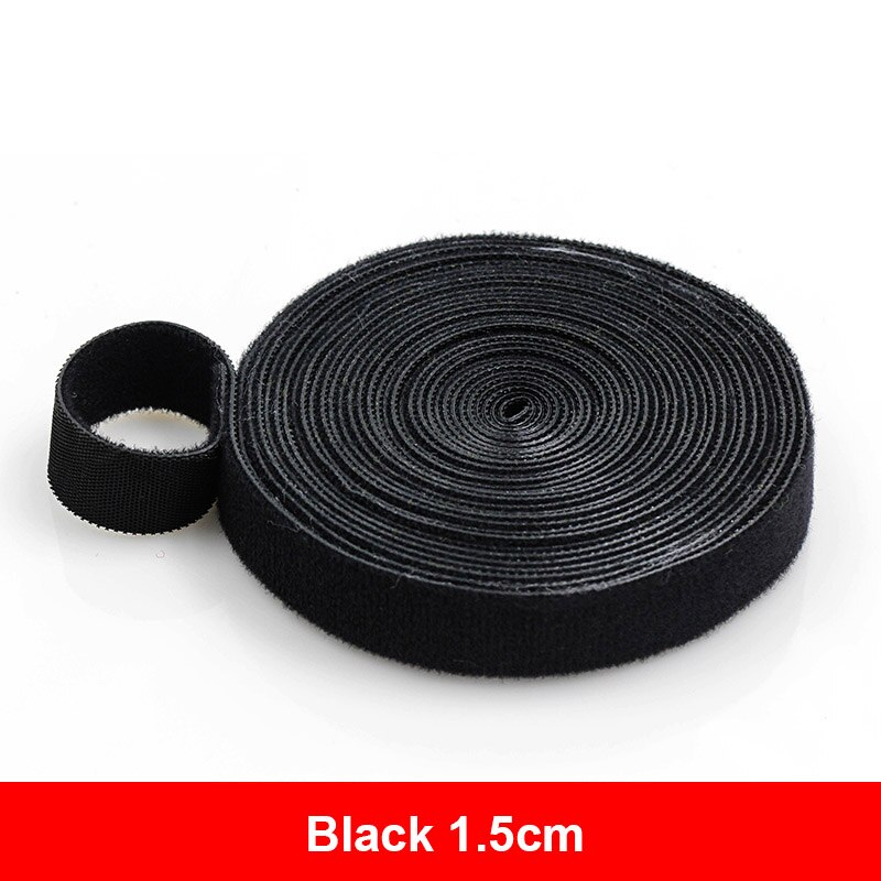 5Meter/Roll 10/15/20Mm Herbruikbare Zelfklevende Sluiting Tape Sterke Haken En Lussen Kabelbinders gordijn Nylon Sluiting: Black 1.5