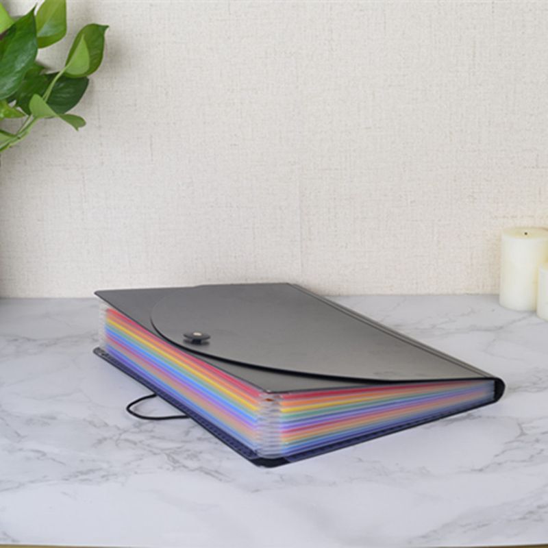 1 pcs Expanding File Folder 13 Pockets, black Accordion A4 folder Document Bag Office School Supply