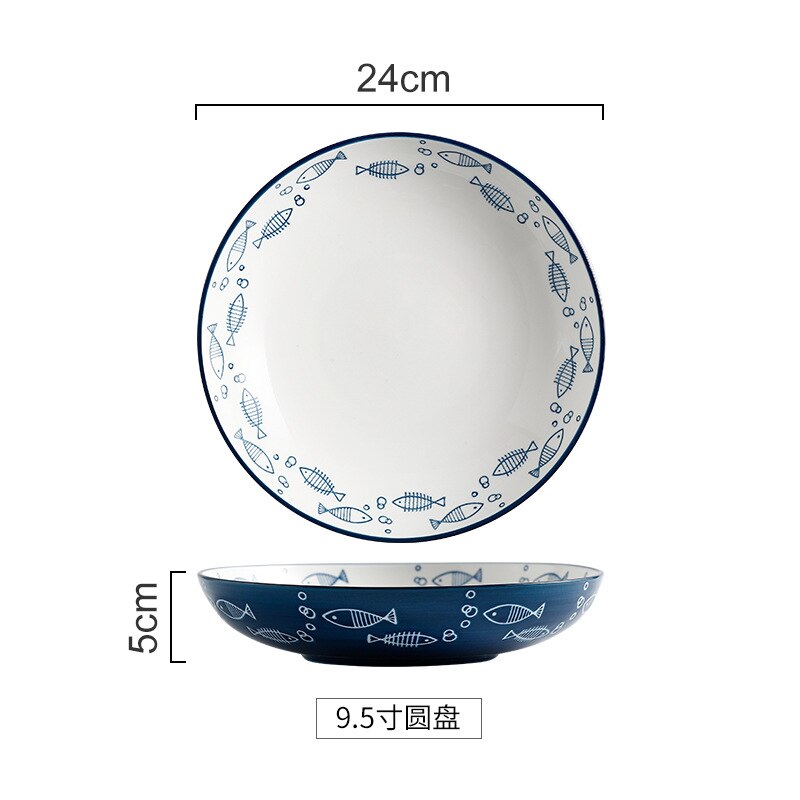 Japansk stil keramik mattallrik skål mat porslin nudlar biff soppskål barn frukost dekorativ servis tallrik: 9.5 tum djup platta