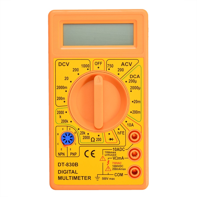 1pcs Yellow LCD Auto Range Digital Multimeter AC 1000V DC 750V Voltmeter Ammeters Volt AC DC Meter Tester