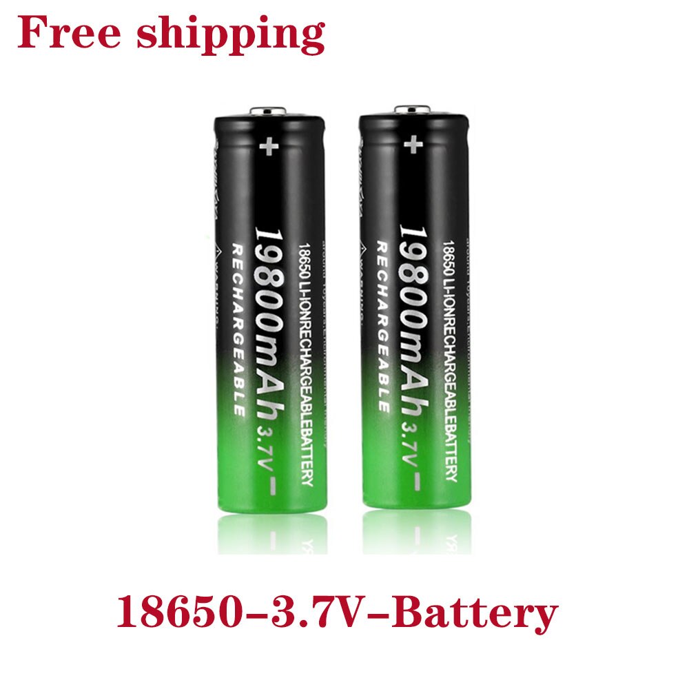 18650 Lithium Batteries Flashlight 18650 Rechargeable-Battery 3.7V 19800 Mah for Flashlight + USB charger: black