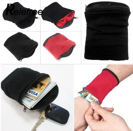 1 Pc Wrist Wallet Pouch Band Fleece Rits Gym Fietsen Sport Portemonnee Wandelen Reizen Accessiories Voor Running