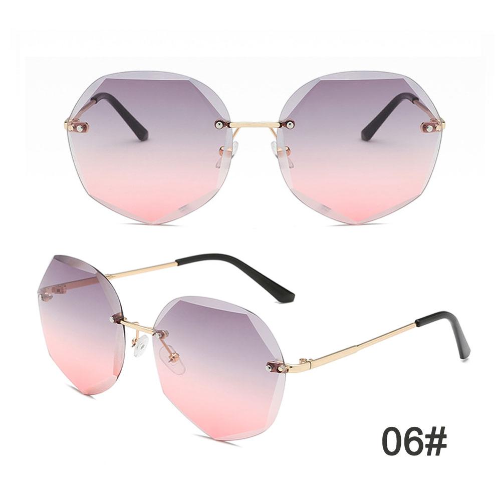 Women Polygon Rimless Sunglasses Metal Anti Ultraviolet Marine Film Sunglasses: 06
