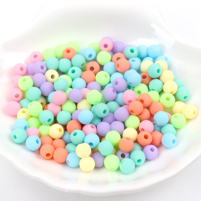 Items 6mm 200pcs Random Mixed Acrylic Ball Beads Rubber Frosted Spacer Round beads YKL0127-6X