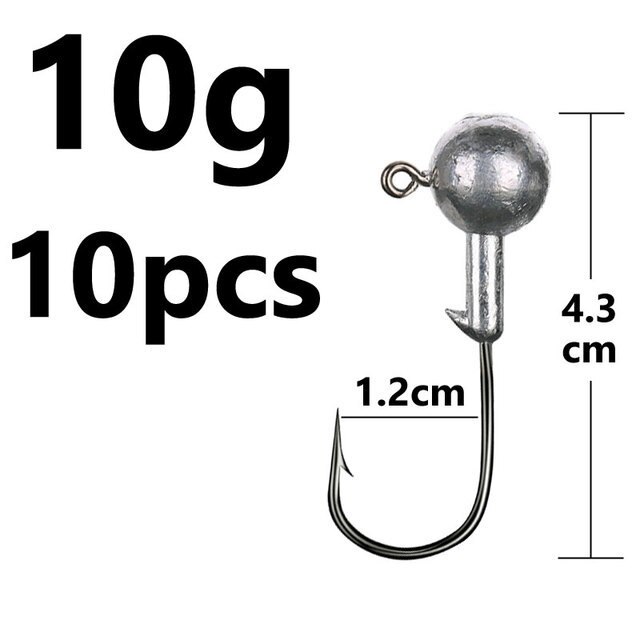 1g 2g 3g 4g 5g 10g 20g 22g 25g 28g Coating High Carbon Stainless Head Hook Jig Bait Fishing Hooks For Soft Lure Fishing: 10g
