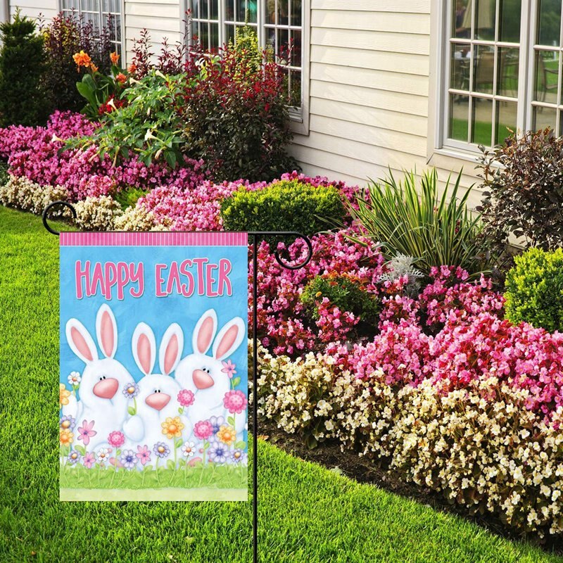Happy Easter Pasen Bunny Outdoor Tuin Vlag Leuke Konijn Lente Pasen Mand Tuin Vlag 12.5 Inch X 18 Inch