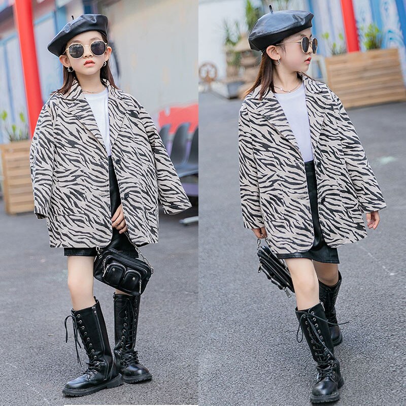 Teen børn leopardprint jakker til piger frakke efterår overtøj børn jakke jakke pige outfits 8 10 12 år