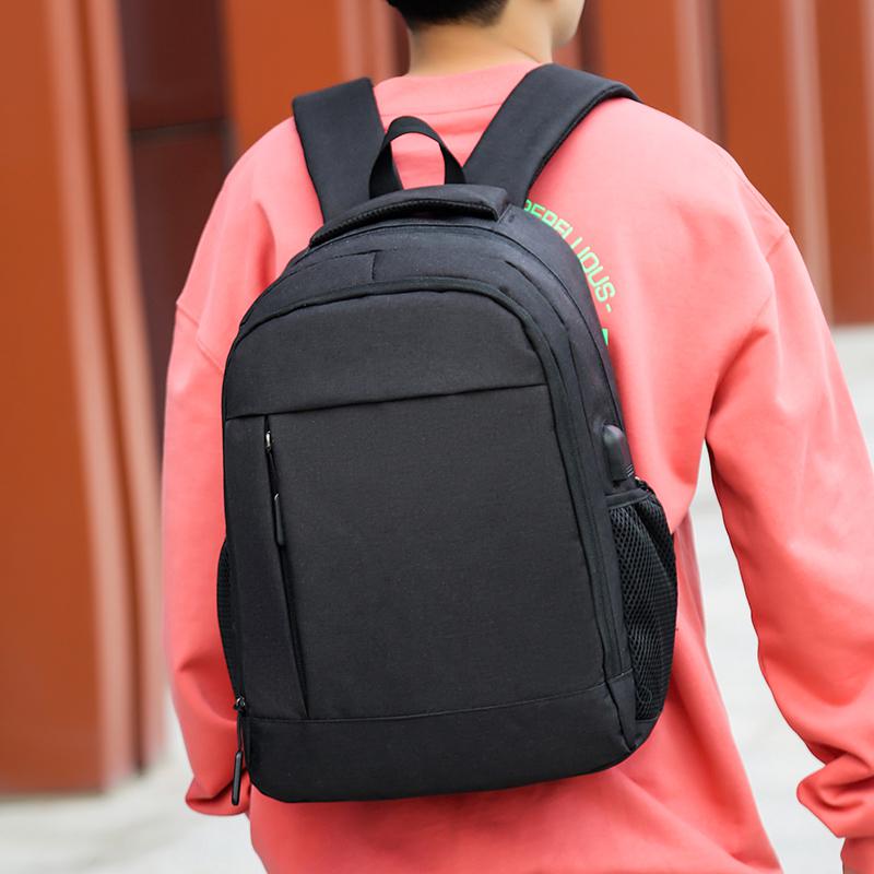 Nylon oplaadrugzak schooltas voor tienerjongens boekentas heren schoudertas reistas mochilas viajesbolsos mochilas de mujer: Zwart