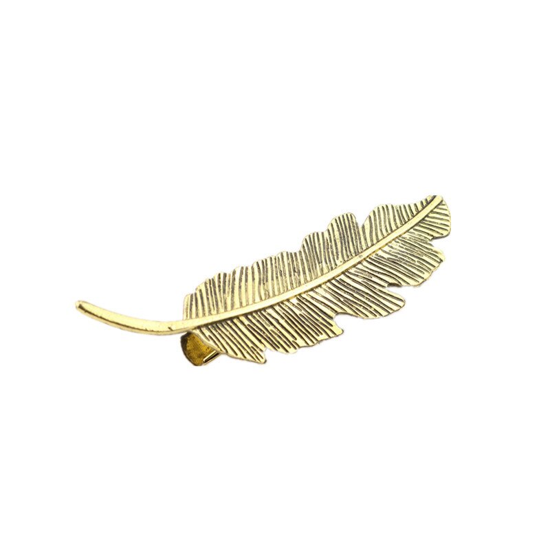 Mode Vrouwen Meisjes Goud Zilver Leaf Veer Haar Clip Haarspelden Meisjes Hoofddeksels Barrette Bobby Pin Festival Haaraccessoires: Bronze