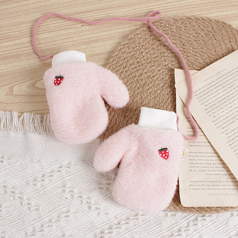 Bear Leader Children's Winter Gloves Cartoon Fruits Pattern Girl Boy Mittens Kids Wool Thick Warm Christmas Accessories