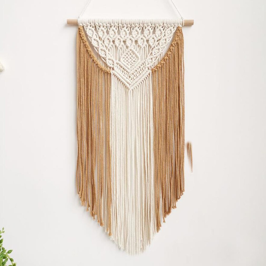 Macrame Woven Wall Hanging Bohemian Color Block Geometric Wall Art Tapestry Decor for Bedroom Living Room: Yellow