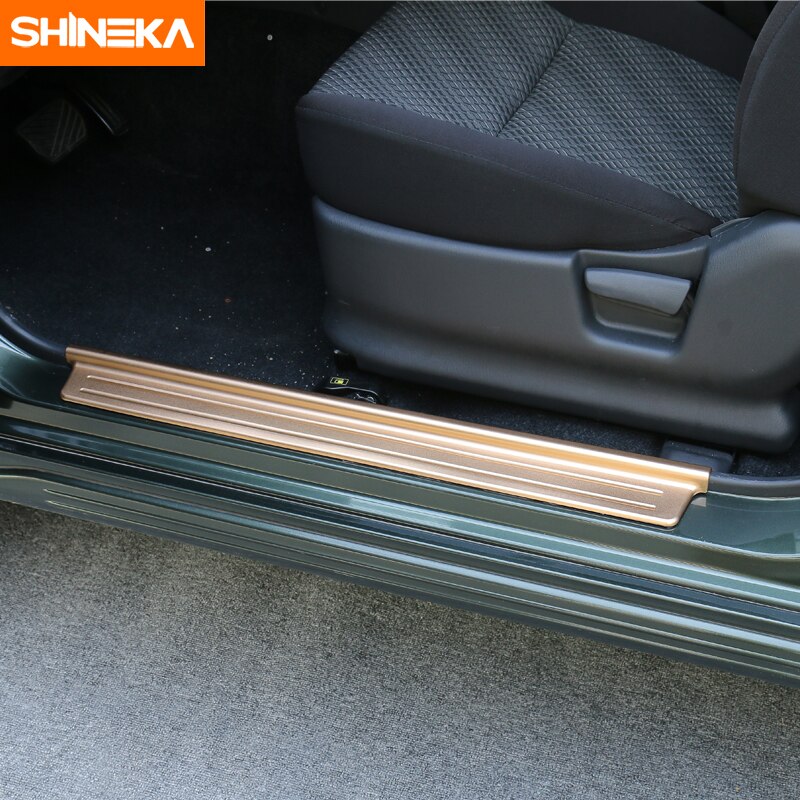 SHINEKA Edelstahl Tür Sill Platten Eintrag bewachen Abdeckung trimmen Streifen Aufkleber für Suzuki Jimny 2007 + Auto Styling