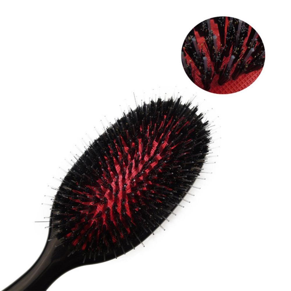 Black Hair Brush Oval Boar Bristle Nylon Hair Comb Anti-static Hair Scalp Massager Comb Hairbrush Salon Hair Brush Styling Tool
