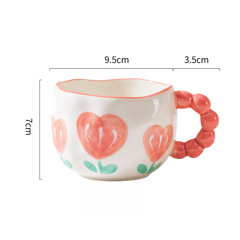 Urocze ceramiczne kubki z wzorem chmur i serc, filiżanki robić kawy, kubki robić herbaty mlecznej z kwiatami, naczynia robić napojów 250 ml, kuchnia: Burgundowy