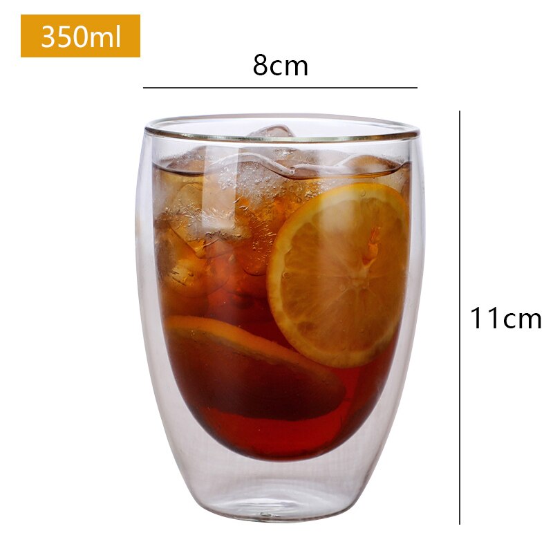 Heat Resistant Double Wall Glass Cup Coffee Mug Double Layer Reusable Carafe For Juice Milk Tea Beer Wine Beverage Latte Dessert: 350ML CB272-D