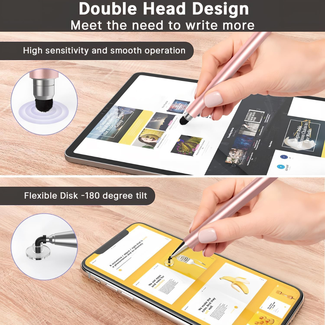YOUTRADE Dual-Tip Stylus Pen | 2-in-1 Disc & Silicone Head for Phone/Tablet | Palm Rejection & Precision Control