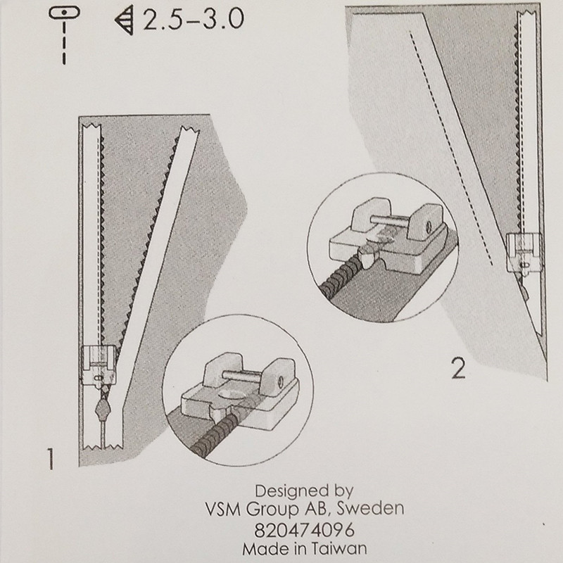 Sytillbehör pfaff pressarfot 93-042980-91 / 820474-096 /  osynlig blixtlåsfot plast 5 bb 5357