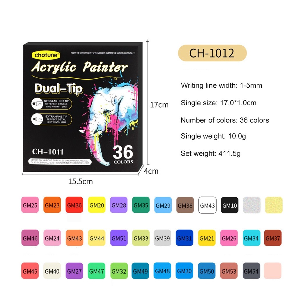 Marqueur acrylique Gouache à Double extrémité 12/24/36 couleurs, pigment étanche, marqueur Graffiti pour bricolage, fournitures de bureau et scolaires: Rouge