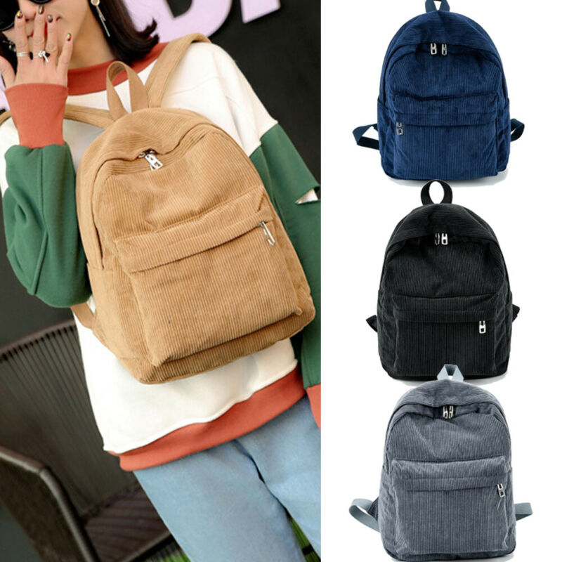 Kvinders rygsæk rejse corduroy studerende piger afslappet rygsæk skoletaske til teenagere