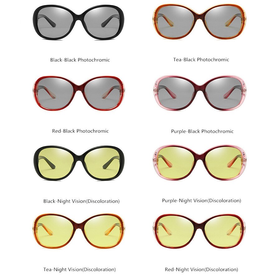 Sopretty fotokromiske kvinder polariserede nattesyn kørebriller, tac ovale overdimensionerede solbriller gule beskyttelsesbriller  uv400 s181