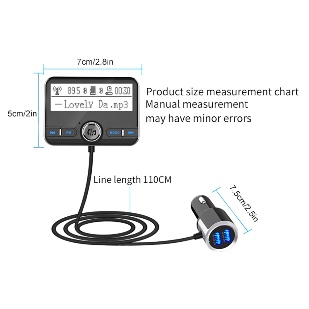 Bluetooth Fm-zender Lcd Kleuren Scherm Bluetooth Fm MP3 Speler Handsfree Bluetooth Car Charger