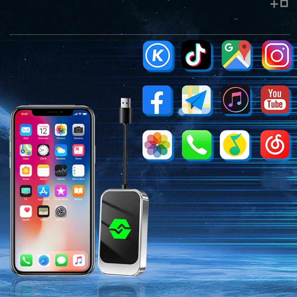 Kebidumei-adaptador inalámbrico CarPlay para coche, caja de IA, Dongle USB para Apple, Iphone, teléfono Android, conexión automática