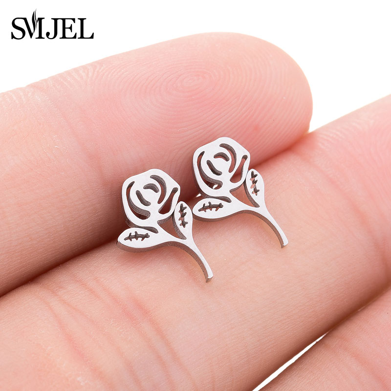 Orecchini bohéaspetto con fiore ottavino vita di albero per le donne 2024 gioielli in acciaio inossidabile di moda cactus Noce di cocco pianta orecchino: Argento / colore Oro puro