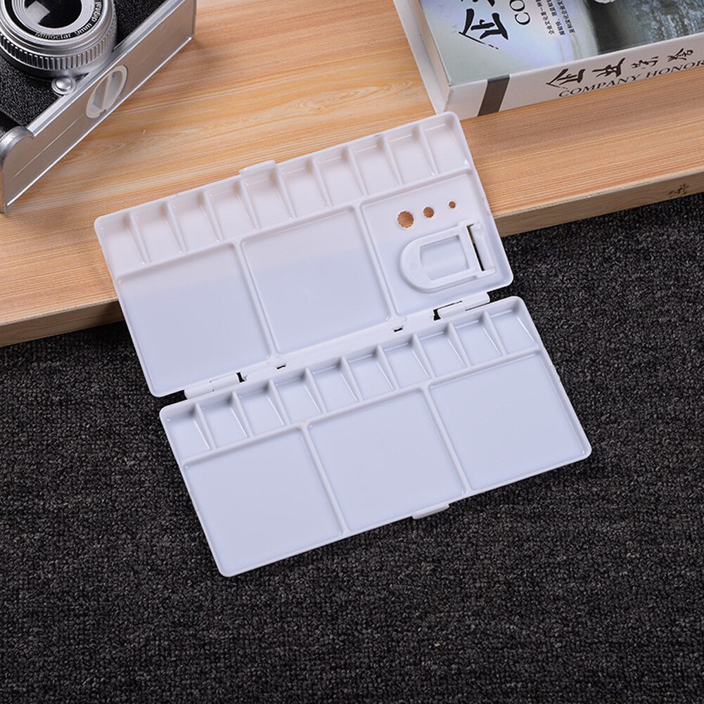 Large White Watercolor Paint Box Palette Flip Folding Drawing Tools PP Art Supplies Tray 25 Grids