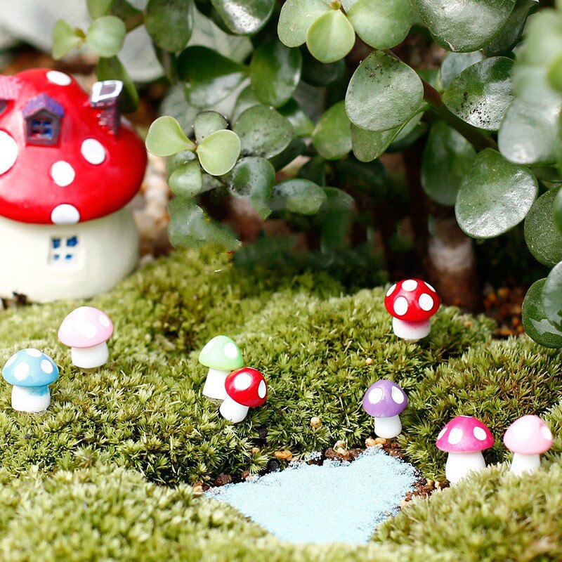 8 Uds. De miniadornos de setas, pollitos, delfines, decoración de musgo, Terrario de jardinería, cactus, maceta, accesorio en miniatura para paisaje