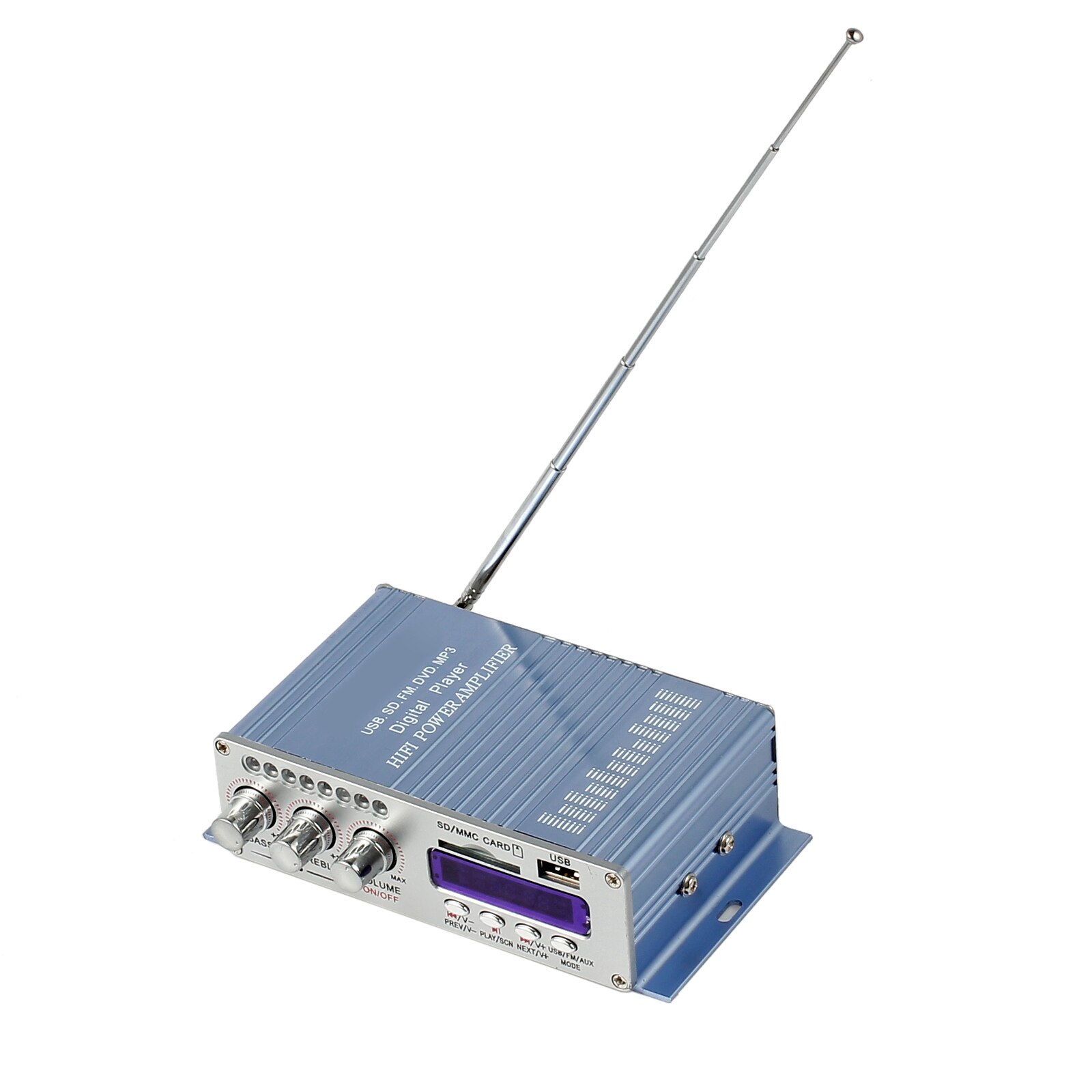 Mini amplificateur Audio stéréo HiFi pour voiture, 12V, deux canaux, Support USB SD FM, puissance Audio de musique, ampli intégré avec contrôle du Volume des basses