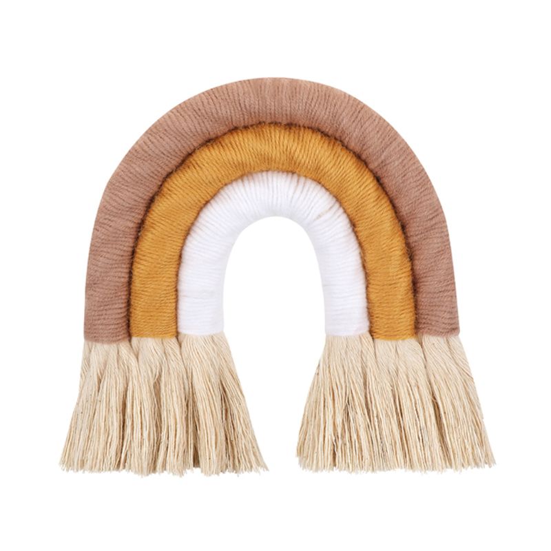 Adorno colgante de pared de arco iris de puntos, tejido hecho a mano, macramé, decoración nórdica para el hogar, guardería, habitación de niños, arte artesanal