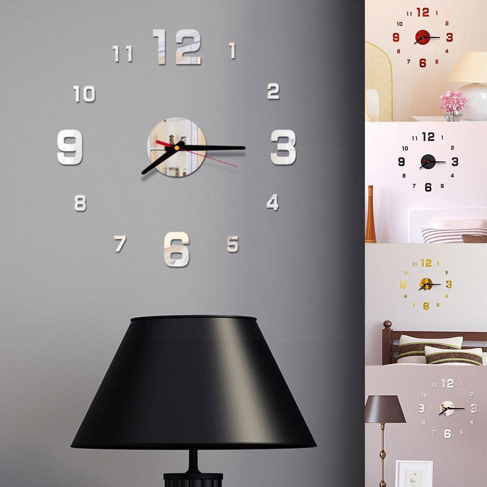 3d Diy Roman Numbers Acrylic Mirror Wall Sticker Clock Home Decor Mural Decals Clock Sticker For Home Kitchen Living Room D K3h5