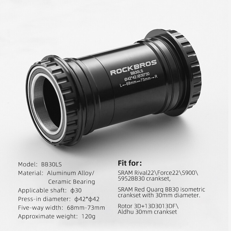 ROCKBROS-Adaptador de soportes inferiores de bicicleta, prensa de rodamiento de cerámica, eje BSA para Shimano R8000 6800 R7000 SRAM GXP SRAM DUB ROTOR 3D: BB30-LS