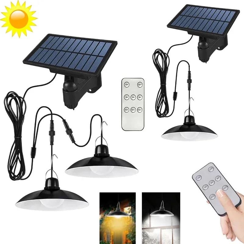 Luz colgante Solar IP65, lámpara Led impermeable con energía Solar con Control remoto, lámpara colgante para acampar y jardín al aire libre