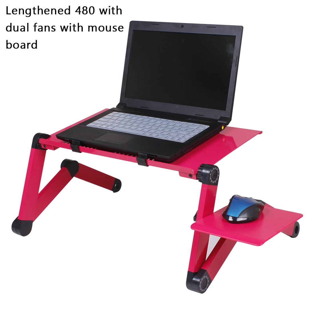 Portable Laptop Desk Adjustable Notebook Desk Aluminum Bed Lapdesk Tray PC Table Stand Notebook Table Desk Stand With Mouse Pa: 480 Red double fans