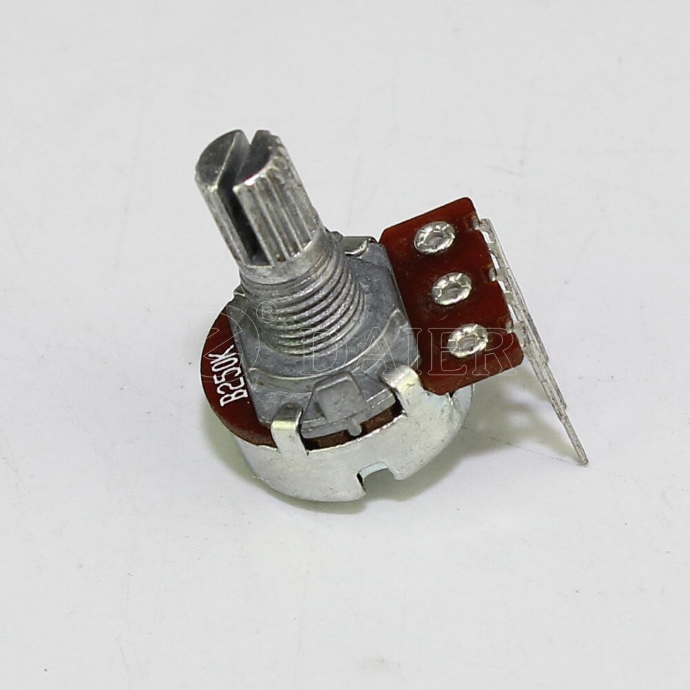 2 stuks  wh148- type enkele draaipotentiometer met 15mm lengtes 6.0mm metalen tanden gekartelde as met lange pcb-aansluitingen  b250k