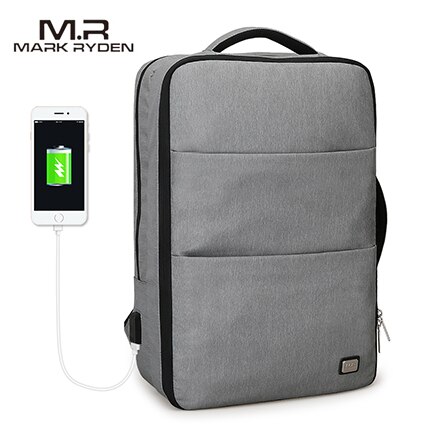 Mochila para ordenador portátil de Mark Ryden para hombre, bolsa de negocios con puerto de carga USB, mochila escolar de viaje para ordenador portátil de 15,6 pulgadas: 15inch gray