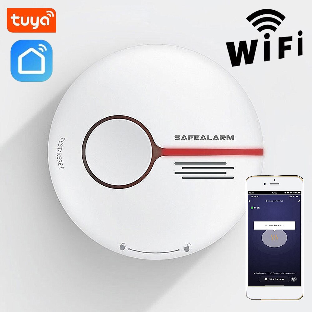 Wifi rookmelder slimme brandmelder sensor draadloos beveiligingssysteem smart life app bediening smart home voor keuken/winkel/hotel
