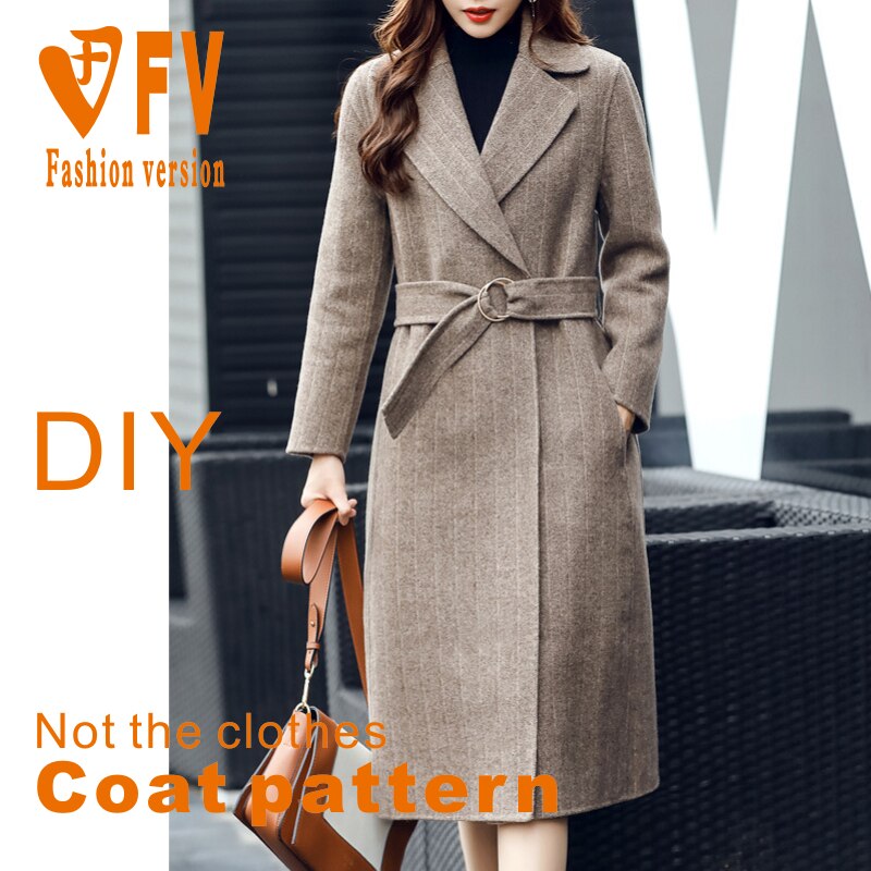 Long coat pattern ladies double-sided cashmere coat 1:1 garment sewing structure drawing BFY-295