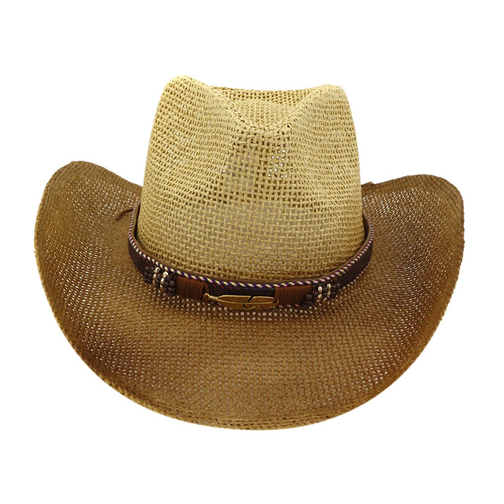 Vintage cowboy stråhatt for menn fedoras hvit brun kaffe fiskehatter menn: E