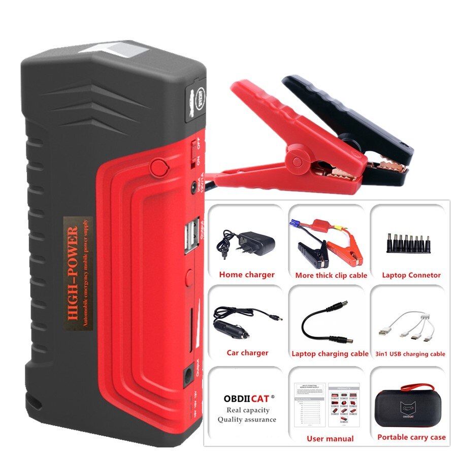 OBDIICAT D5 Car Jump Starter 12V Portable Booster Power Bank Car Emergency Jumpstarter Charge starting Auto Battery Buster: Default Title