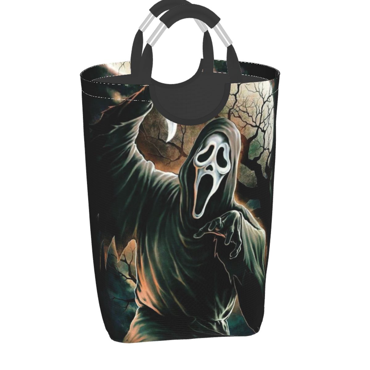 Película de terror de Halloween Scream ghosting face, cesto de lavandería independiente con asa, cestas de lavandería para ropa, Juguetes: 1