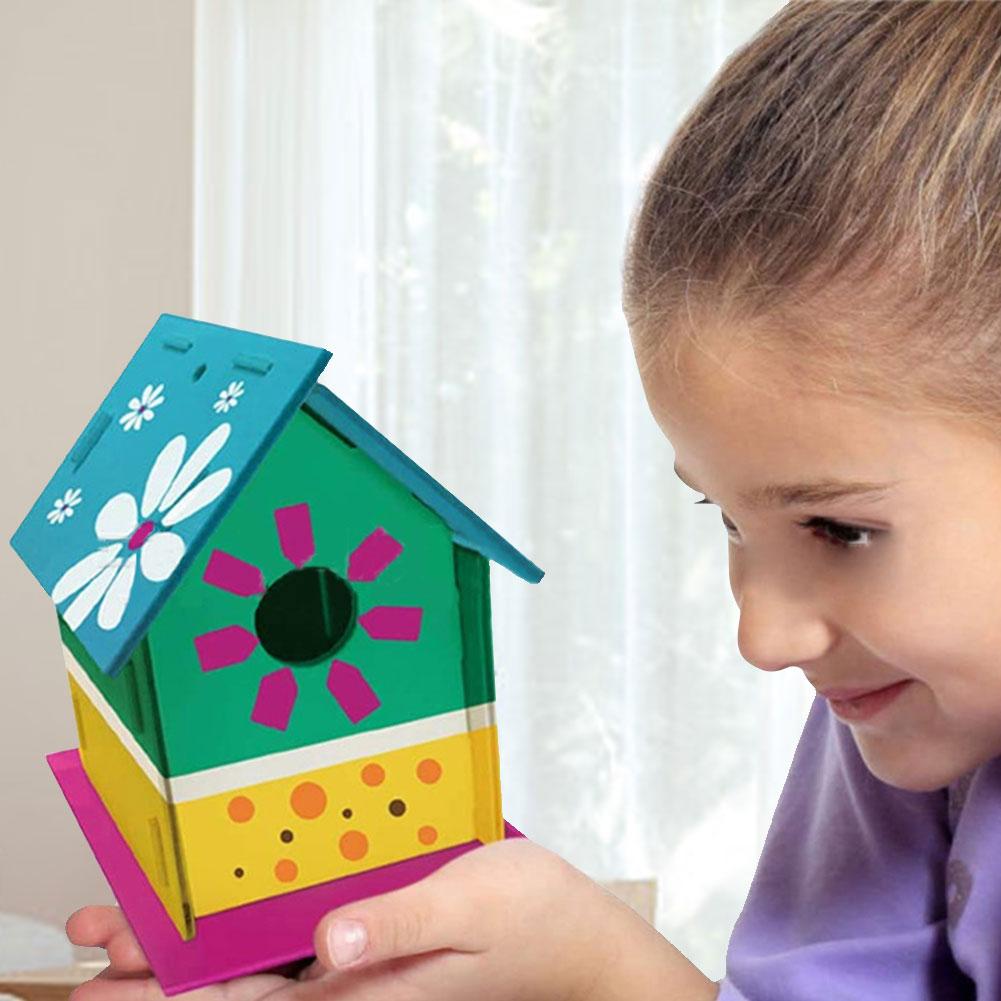 Maison en bois pour oiseaux, Kit mural pour nichoir d'extérieur, nichoir pour oiseaux bricolage boîte Portable