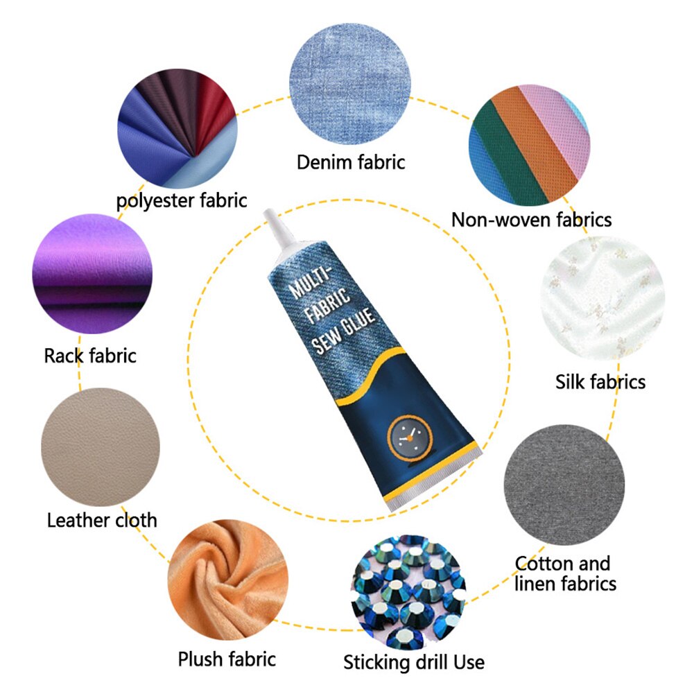 Tool Decoration Home Patches Adhesive Transparent Quick Bonding Clothing Sew Repair Portable Fabric Glue Stitch Strong Fast Dry