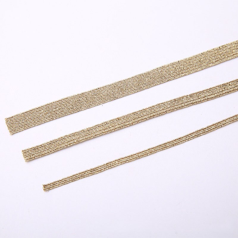 3mm 6mm 9mm 5 yards gillter goud zilver elastische banden spandex rubberen band tailleband stretch touw elastisch lint kant rand: Goud 5 meter / 3mm