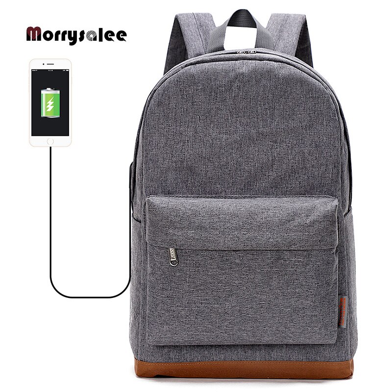 Men Male Canvas Backpack Gray Casual Rucksacks 15inch Laptop Backpacks College Student School Bag Backpack Women Bag