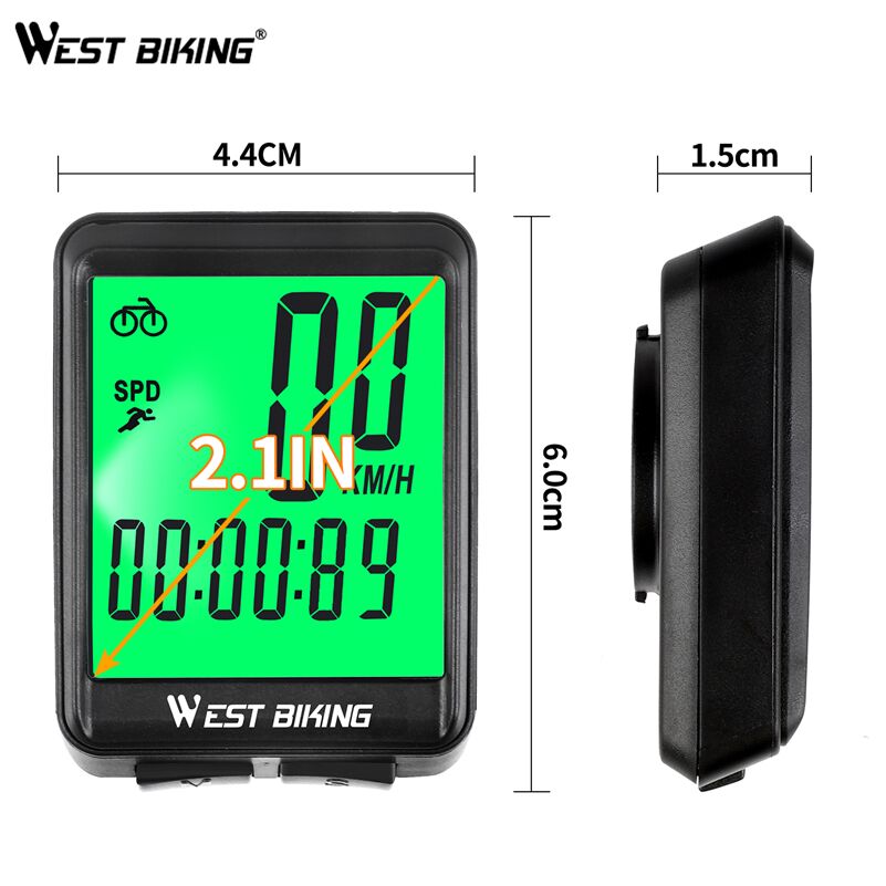 WEST BIKING Waterproof Bicycle Computer WirelessWired MTB Bike Cycling Odometer Stopwatch Speedometer Watch LED Digital Rate