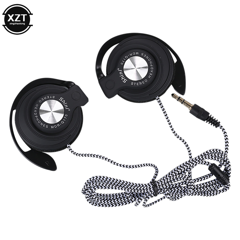 3.5Mm Wired Hoofdtelefoon Hifi Zware Bas Headset Over-Ear Verstelbare Oorhaak Koptelefoon Muziek Oortelefoon Voor Telefoon: Black