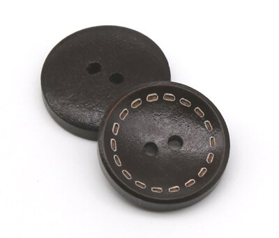 Botones de madera clásicos, 2 agujeros para coser, álbum de recortes, botones de madera (SS-920), 11,5-20mm, 50 unids/lote: Dark brown / 18mm